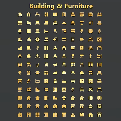 Golden Pendant Icons With Various Shapes And Creative Designs Collection 3d model