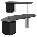Modern Black Wooden Table and Chair Set With Metal Legs and Smooth Tabletop