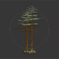 Two Trees with Brown Trunks Green Leaves and Mossy Base 3D Render