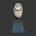 Elegant Owl Statue Decorative Figure Placed On Blue Pedestal With Detailed Design