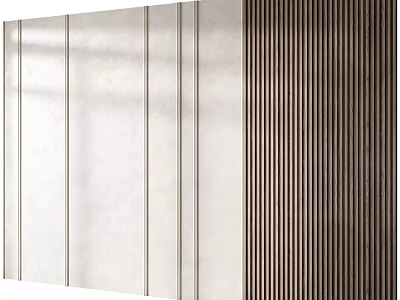 Elegant Modern Accent Wall Design With Vertical Stripes And Light Dark Wood Panels 3d model