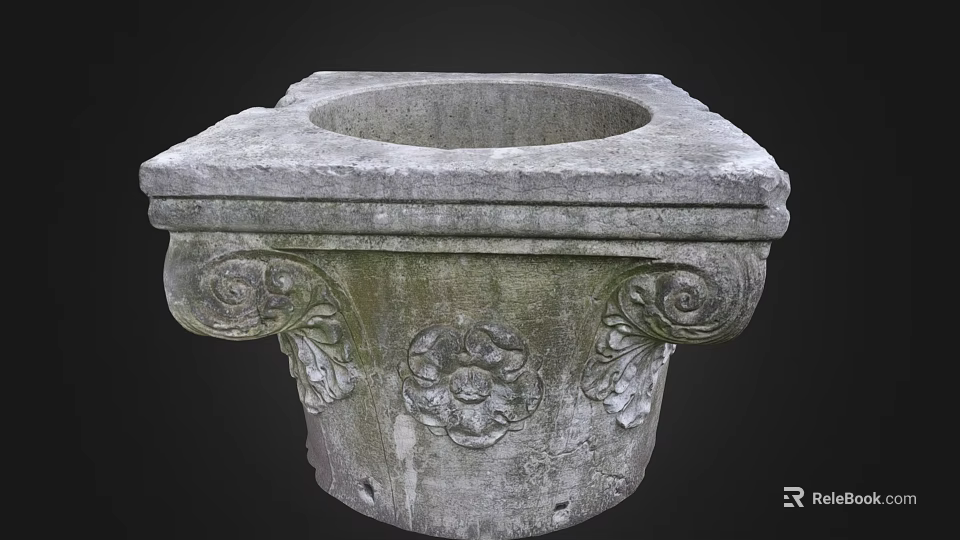 Architectural Carved Stone Capital With Classical Ornamental Patterns And Decorative Details 3d model 