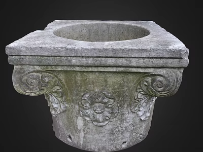 Architectural Carved Stone Capital With Classical Ornamental Patterns And Decorative Details 3d model