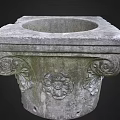 Architectural Carved Stone Capital With Classical Ornamental Patterns And Decorative Details