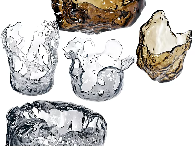 Artisan Crafted Ceramic Bowls And Cups With Unique Textured Surfaces And Shapes 3d model
