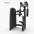 Black Seated Chest Press Fitness Machine With Ergonomic Armrests And Yellow Accents