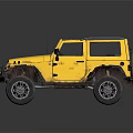 Yellow Jeep Wrangler With Black Roof And Large Off Road Tires