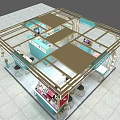 LANSUR Cosmetics Specialty Store With Turquoise And Gold Display Counters And Elegant Interior