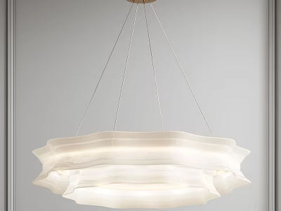 Modern White Pleated Chandelier With Soft Light Elegant Wave Like Design For Interior Spaces 3d model