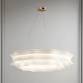 Modern White Pleated Chandelier With Soft Light Elegant Wave Like Design For Interior Spaces