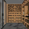 Wine Cellar Interior With Wooden Racks Neatly Arranged Wine Bottles And Crates On Marble Floor