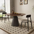Middle Ancient Round Dining Table and Chair 3d model