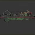 Retro Metal Mechanical Device With Green Red Circular Parts And Copper Accents