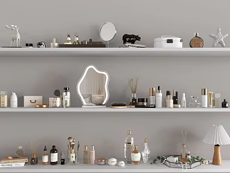 Cosmetics skin care products toiletries perfume beauty makeup mirror 3d model