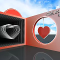 Photo Check In Spot Featuring Red Heart 3D Design Dream Life Text Blue Sky Background