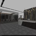 Modern Public Office Space With Yellow Benches Desks Chairs And Green Plants
