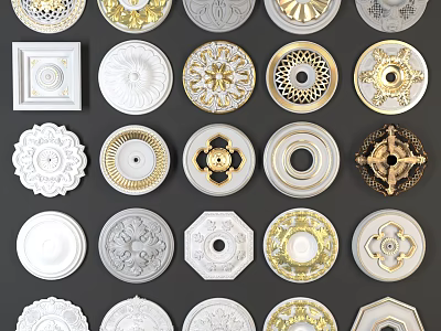 Decorative Ceiling Medallions in Various Styles Including Classic Modern and Ornate Designs 3d model
