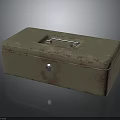 Vintage Metal Toolbox with Rustic Surface Metal Handle and Lock Clasp