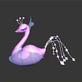 Vibrant Peacock Shaped Doll in Pink and Blue with Decorative Tail Cubes and Beads