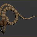 Anthropomorphic Snake Character With Striped Body Wearing Brown Hat Design