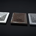 Industrial Equipment Square Metal Ventilation Grilles with Nested Patterns in White Brown Light Gray