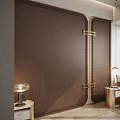 Modern Elegant Bedroom Accent Wall With Brown Leather Metal Accents And Bedside Table Lamps