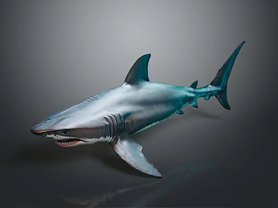 Great White Shark As Majestic Aquatic Animal With Sharp Teeth And Powerful Fins 3d model