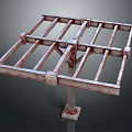 Rusted Industrial Metal Frame Structure With Cross Bars And Sturdy Base Pillar