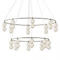 Contemporary Double Ring Chandelier With Hanging White Spherical Globe Lights 3d model