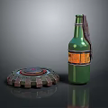 Green Bottle Shaped Weapon With Leather Wrap And Circular Device 3d model