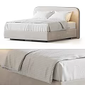 Modern Upholstered Double Bed With Soft Pillows And Textured Bedspread 3d model
