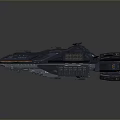 Futuristic Spaceship Model With Detailed Blue Orange Design And Complex Structural Features