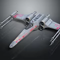 X Wing Starfighter Model With Detailed Engines Cockpit And Red Markings For Space Exploration