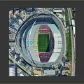 3D Model of Modern Stadium With Urban City Buildings And Green Spaces