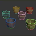 Assorted Color Wooden Buckets With Metal Rings For Home Decoration And Storage