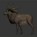 Moose Sculpture With Large Antlers And Brown Fur Standing In Natural Texture