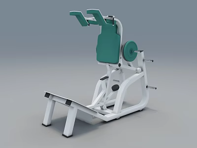 Strength Training Fitness Equipment with Green Seat White Frame and Weight Plate for Gym Workout Exercises 3d model