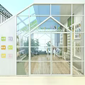 Spacious Villa Balcony With Glass Roof Wooden Floor Lush Plants Animal Decorations And Butterfly Paintings