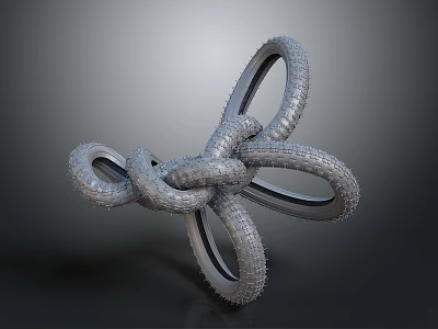 Decorative Metal Knot Ornament With Intertwined Rings And Textured Surface Design 3d model