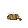 Fresh Pears in Wooden Bowl with One Pear Outside on White Background