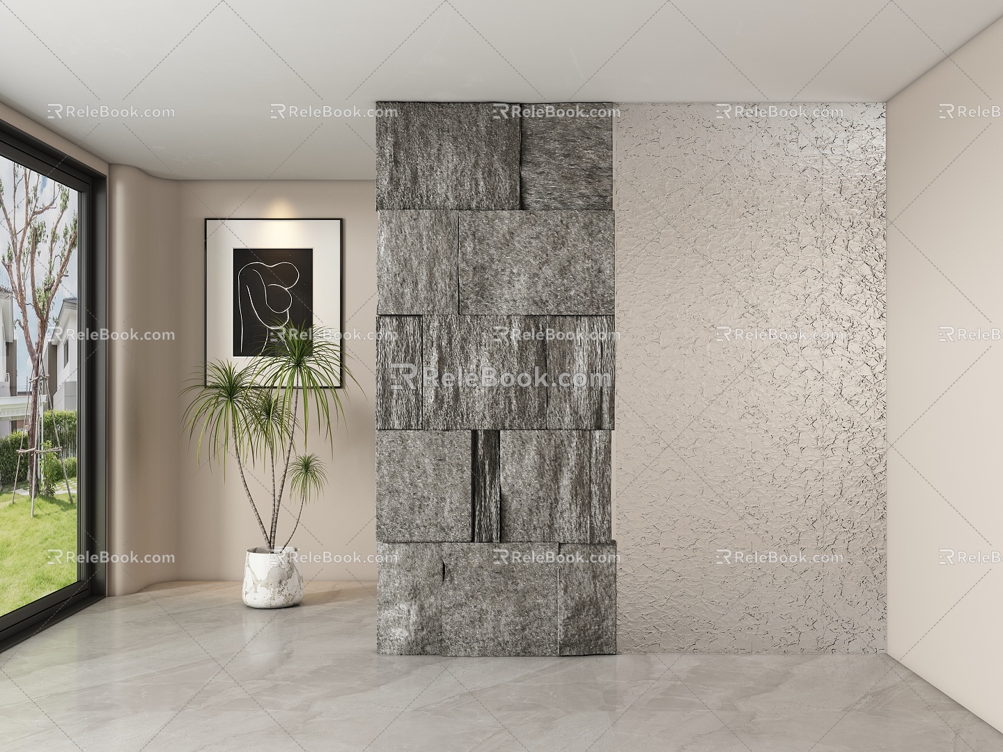 Light Luxury Marble Entrance Away Partition model