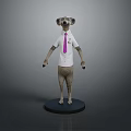 Meerkat Game and Movie Character Wearing White Shirt with Pink Tie Standing on Black Base