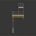Heavy Duty Construction Scaffolding With Metal Frame Platform And Red Supports