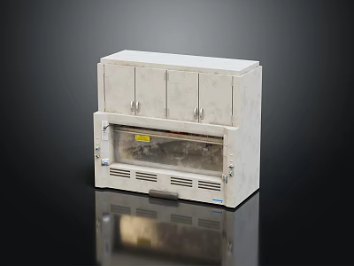 Modern White Cabinet With Upper Doors And Lower Glass Display Compartment 3d model