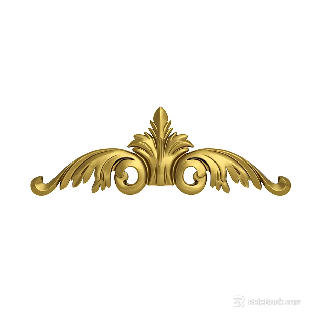 Exquisite Golden Carving With Leaf Scroll And Ornamental Design Elements 3d model