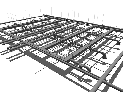 Industrial Metal Pipes Cross Layout In Building Construction Structural Framework 3d model