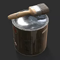 Metal Paint Can with Wooden Paintbrush 1 Liter Household Painting Supplies