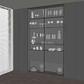 Modern Wine Cabinet With Glass Doors And Built in Lighting For Wine Storage
