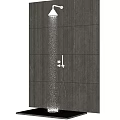 Modern Bathroom Shower Head With Ceiling Mounted Sprayer And Handheld Design In Gray Ceramic Tiles