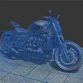 Black Cruiser Motorcycle With Red Accents On Gray Stone Pavement